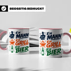 Grillmeister Tasse mit Spruch Ein Mann Ein Grill Ein Bier. L – Rosa [farbe:rosa]