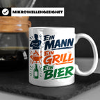 Grillmeister Tasse mit Spruch Ein Mann Ein Grill Ein Bier. L – Weiß [farbe:weiß]