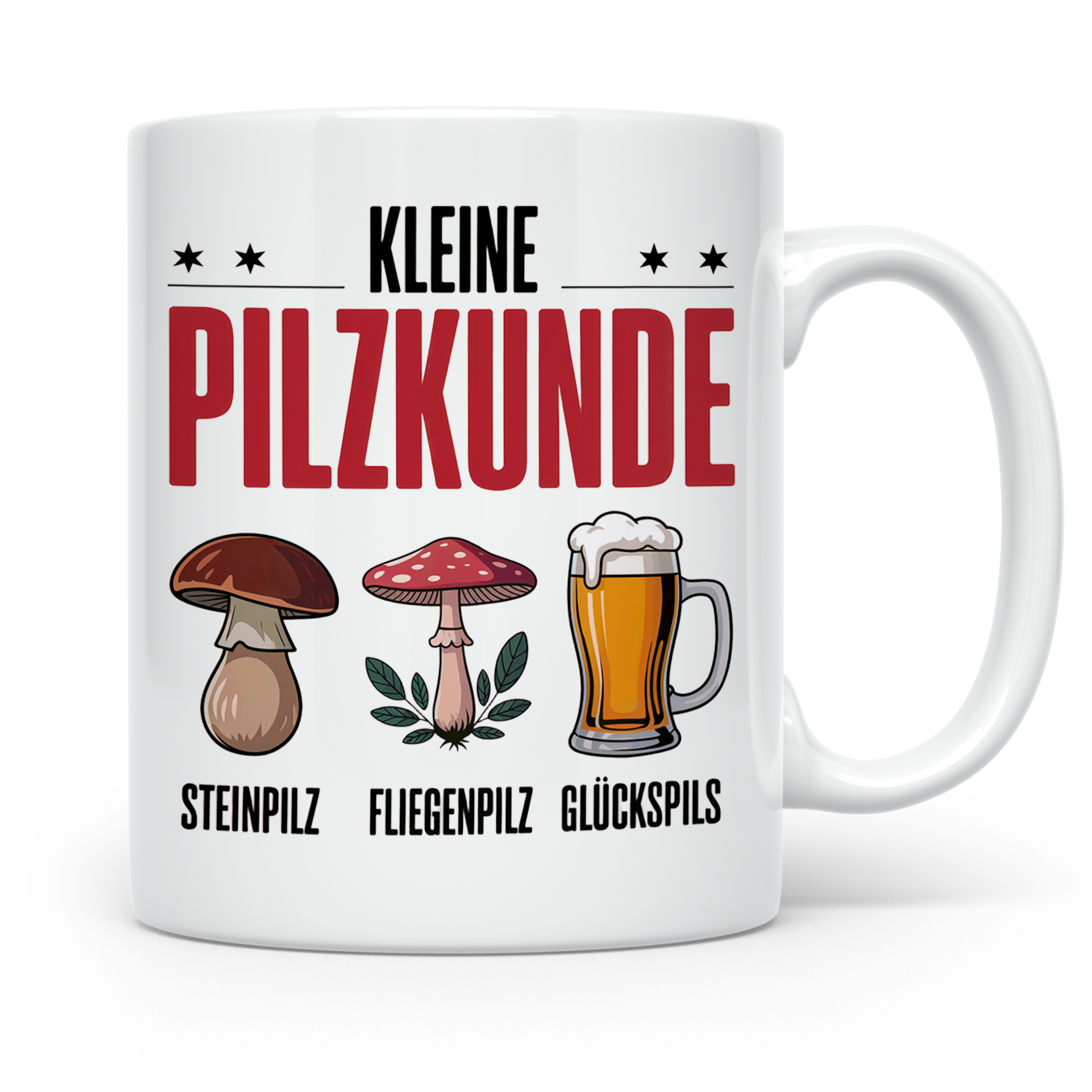 Pilzkunde Tasse - Steinpilz Fliegenpilz Glückspils Sammler G – Weiß [farbe:weiß]