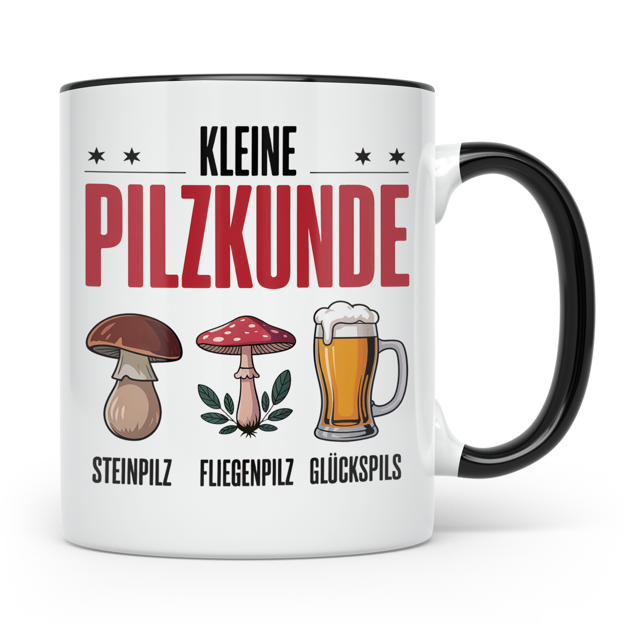 Pilzkunde Tasse - Steinpilz Fliegenpilz Glückspils Sammler G – Schwarz [farbe:schwarz]