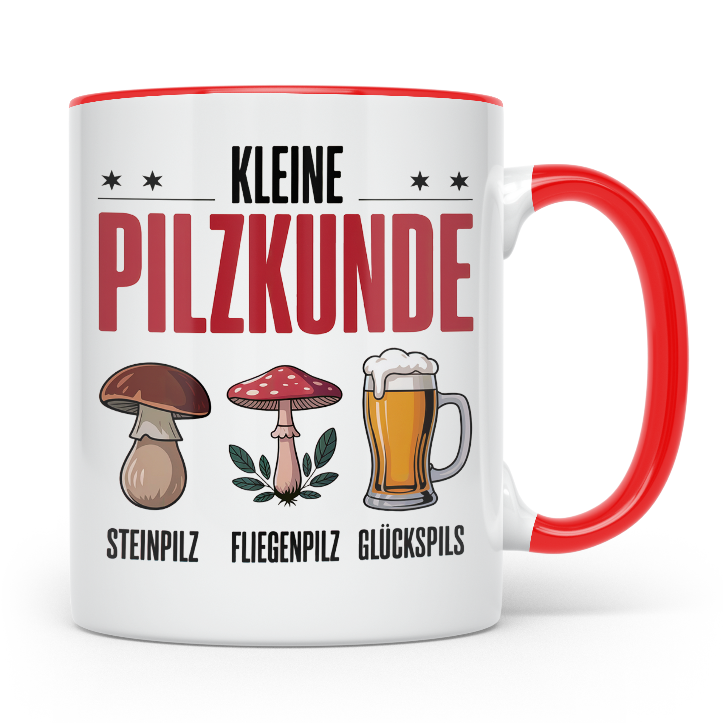 Pilzkunde Tasse - Steinpilz Fliegenpilz Glückspils Sammler G – Rot [farbe:rot]