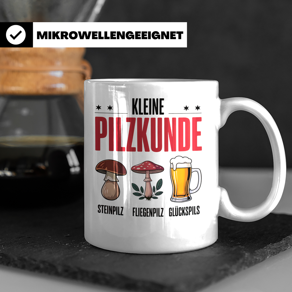Pilzkunde Tasse - Steinpilz Fliegenpilz Glückspils Sammler G – Weiß [farbe:weiß]