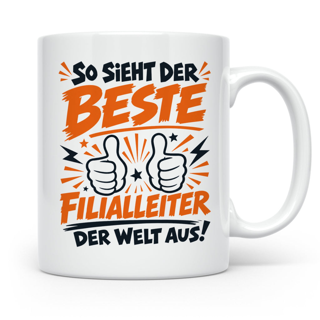 Bester Filialleiter Tasse, Geschenk für Chef, Spruchbecher F – Weiß [farbe:weiß]