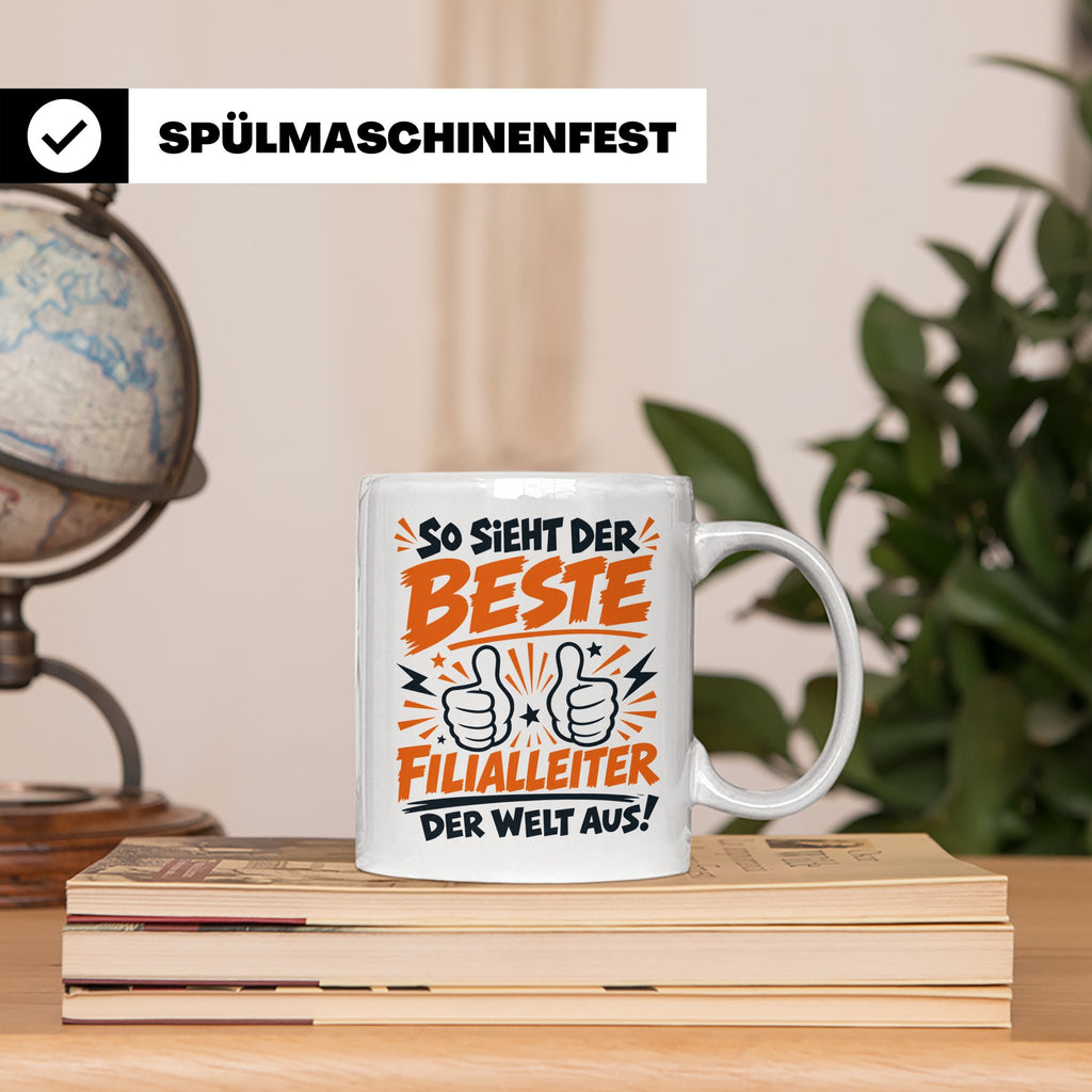 Bester Filialleiter Tasse, Geschenk für Chef, Spruchbecher F – Weiß [farbe:weiß]