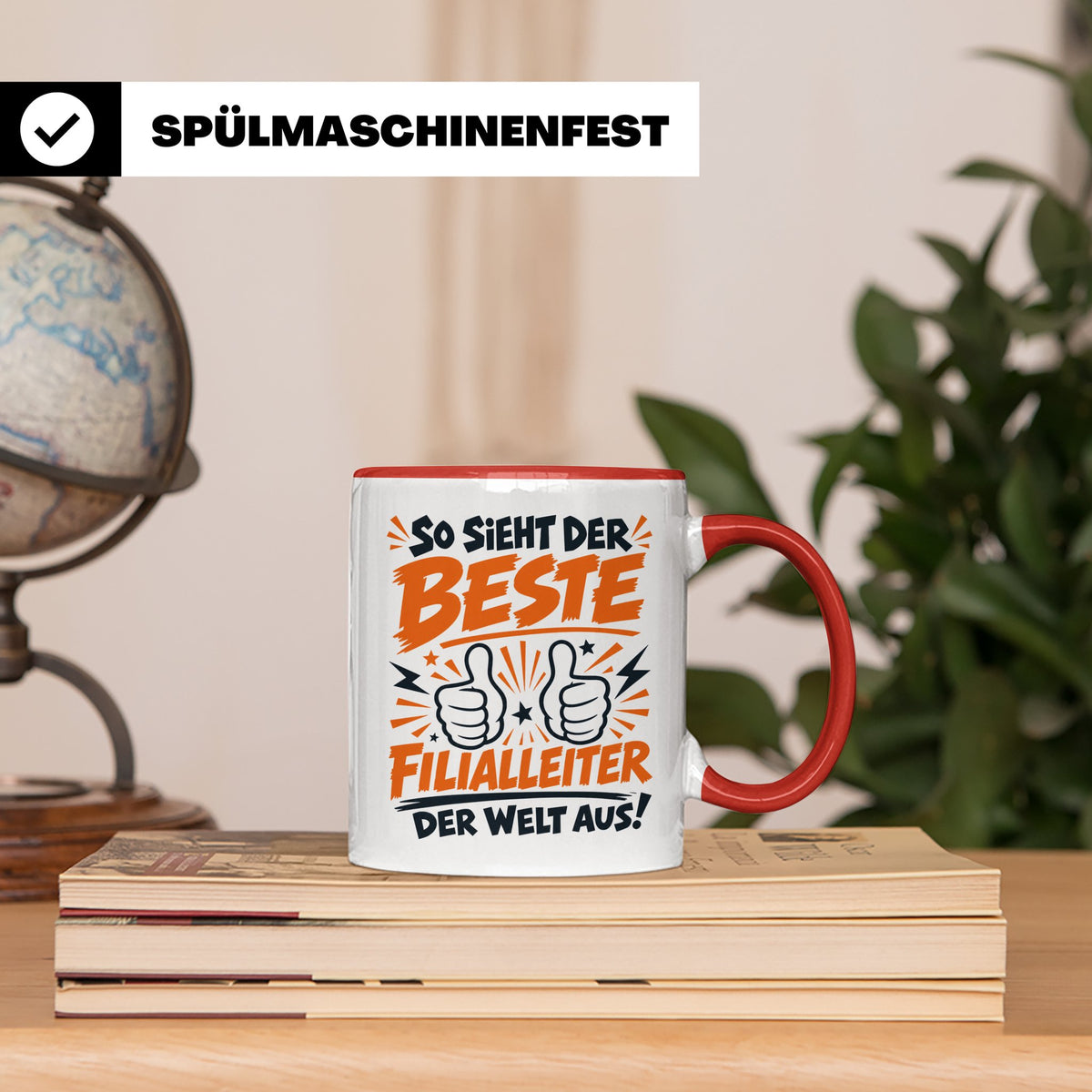 Bester Filialleiter Tasse, Geschenk für Chef, Spruchbecher F – Rot [farbe:rot]