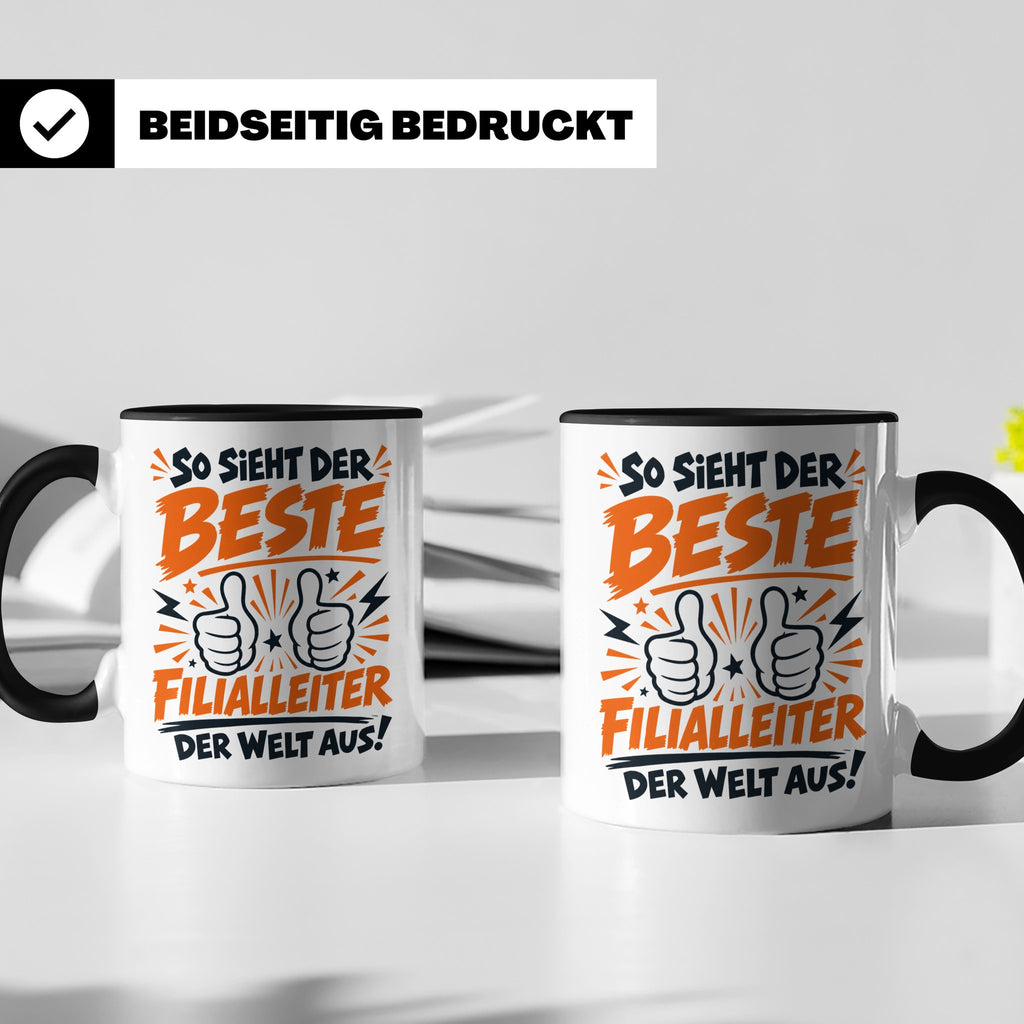Bester Filialleiter Tasse, Geschenk für Chef, Spruchbecher F – Schwarz [farbe:schwarz]