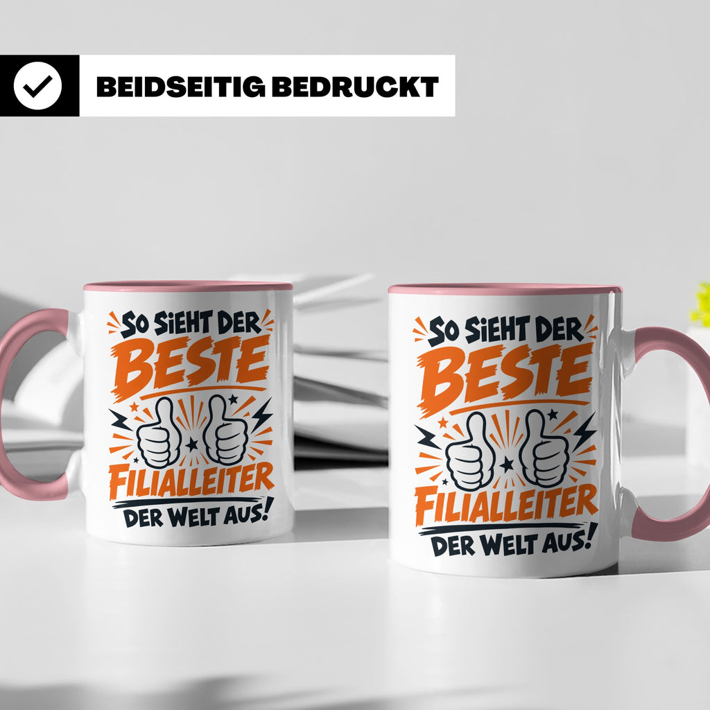 Bester Filialleiter Tasse, Geschenk für Chef, Spruchbecher F – Rosa [farbe:rosa]