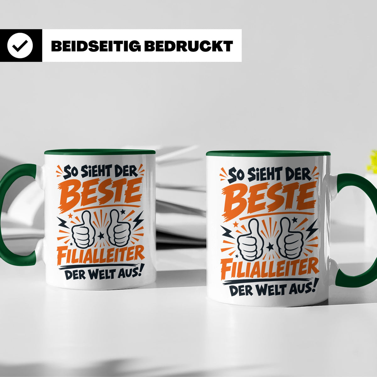 Bester Filialleiter Tasse, Geschenk für Chef, Spruchbecher F – Grün [farbe:grün]