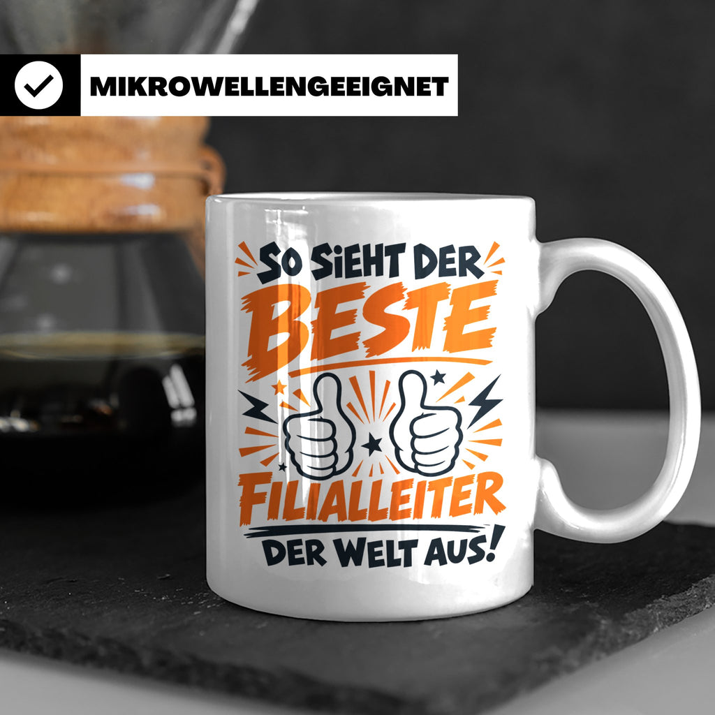Bester Filialleiter Tasse, Geschenk für Chef, Spruchbecher F – Weiß [farbe:weiß]