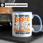 Bester Filialleiter Tasse, Geschenk für Chef, Spruchbecher F – Blau [farbe:blau]