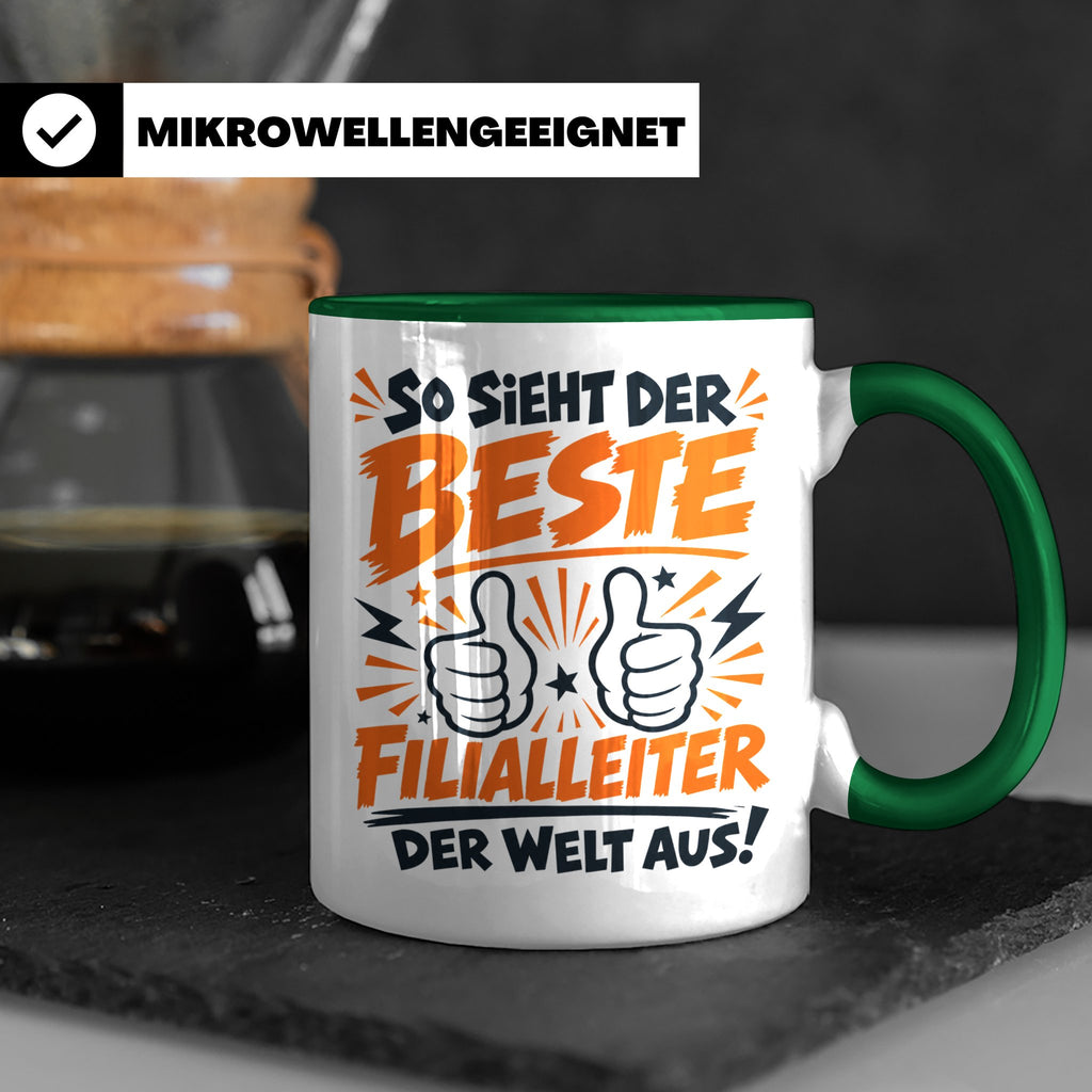 Bester Filialleiter Tasse, Geschenk für Chef, Spruchbecher F – Grün [farbe:grün]
