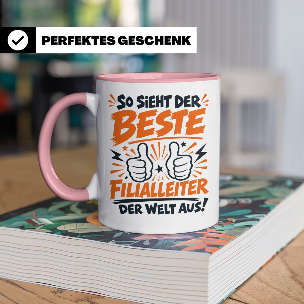 Bester Filialleiter Tasse, Geschenk für Chef, Spruchbecher F – Rosa [farbe:rosa]