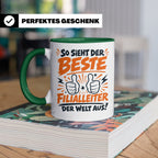 Bester Filialleiter Tasse, Geschenk für Chef, Spruchbecher F – Grün [farbe:grün]