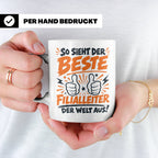 Bester Filialleiter Tasse, Geschenk für Chef, Spruchbecher F – Weiß [farbe:weiß]