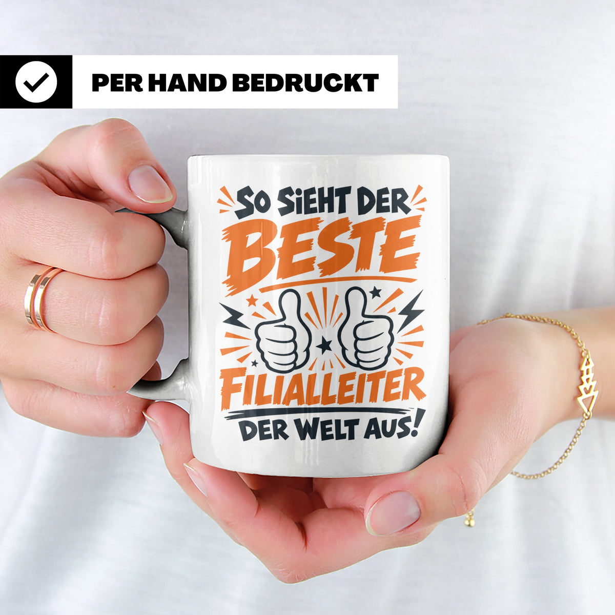 Bester Filialleiter Tasse, Geschenk für Chef, Spruchbecher F – Weiß [farbe:weiß]