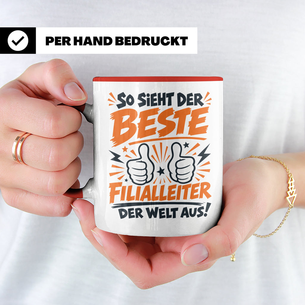 Bester Filialleiter Tasse, Geschenk für Chef, Spruchbecher F – Rot [farbe:rot]