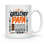 Grillchef Papa Tasse mit Spruch lustiges Geschenk für Väter  – Weiß [farbe:weiß]