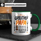 Grillchef Papa Tasse mit Spruch lustiges Geschenk für Väter  – Grün [farbe:grün]