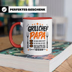 Grillchef Papa Tasse mit Spruch lustiges Geschenk für Väter  – Rot [farbe:rot]