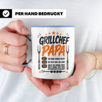 Grillchef Papa Tasse mit Spruch lustiges Geschenk für Väter  – Blau [farbe:blau]