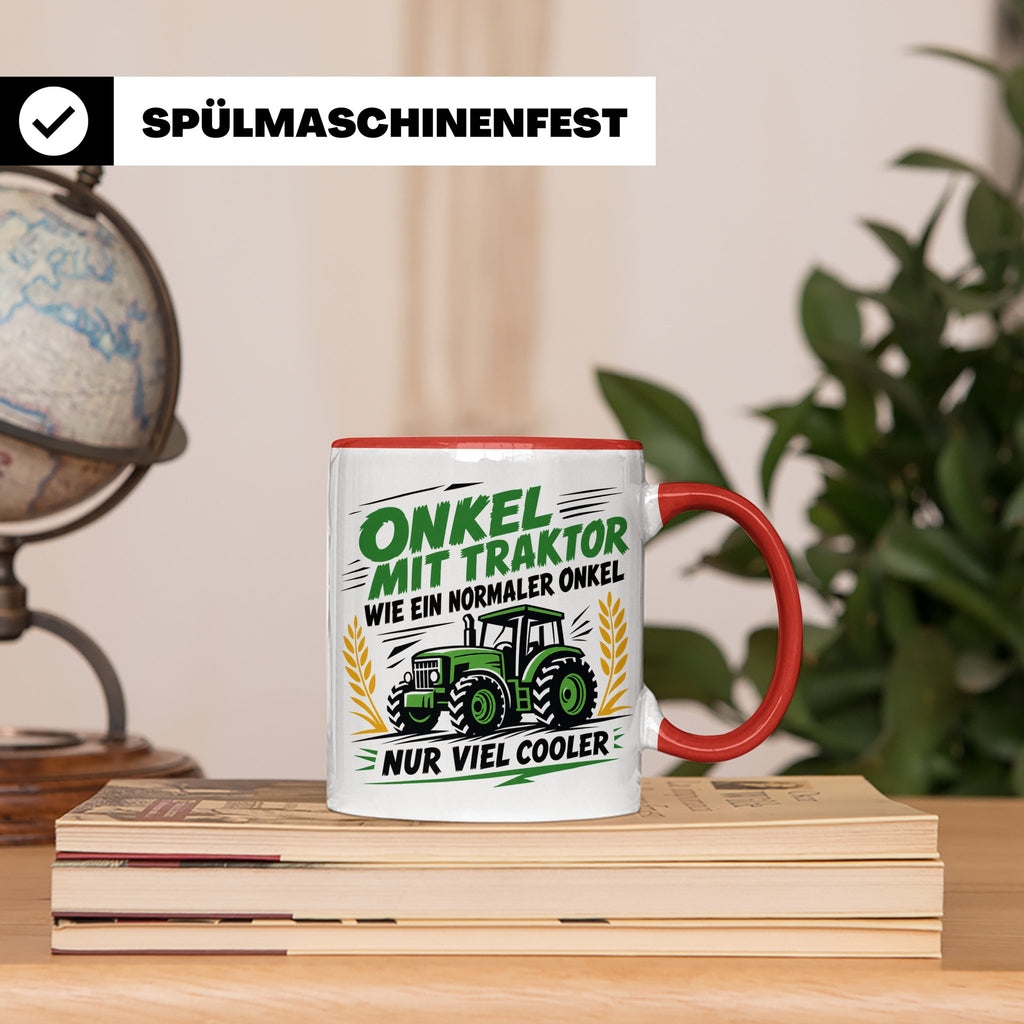 Onkel mit Traktor Tasse für den besten Onkel der Welt, lusti – Rot [farbe:rot]
