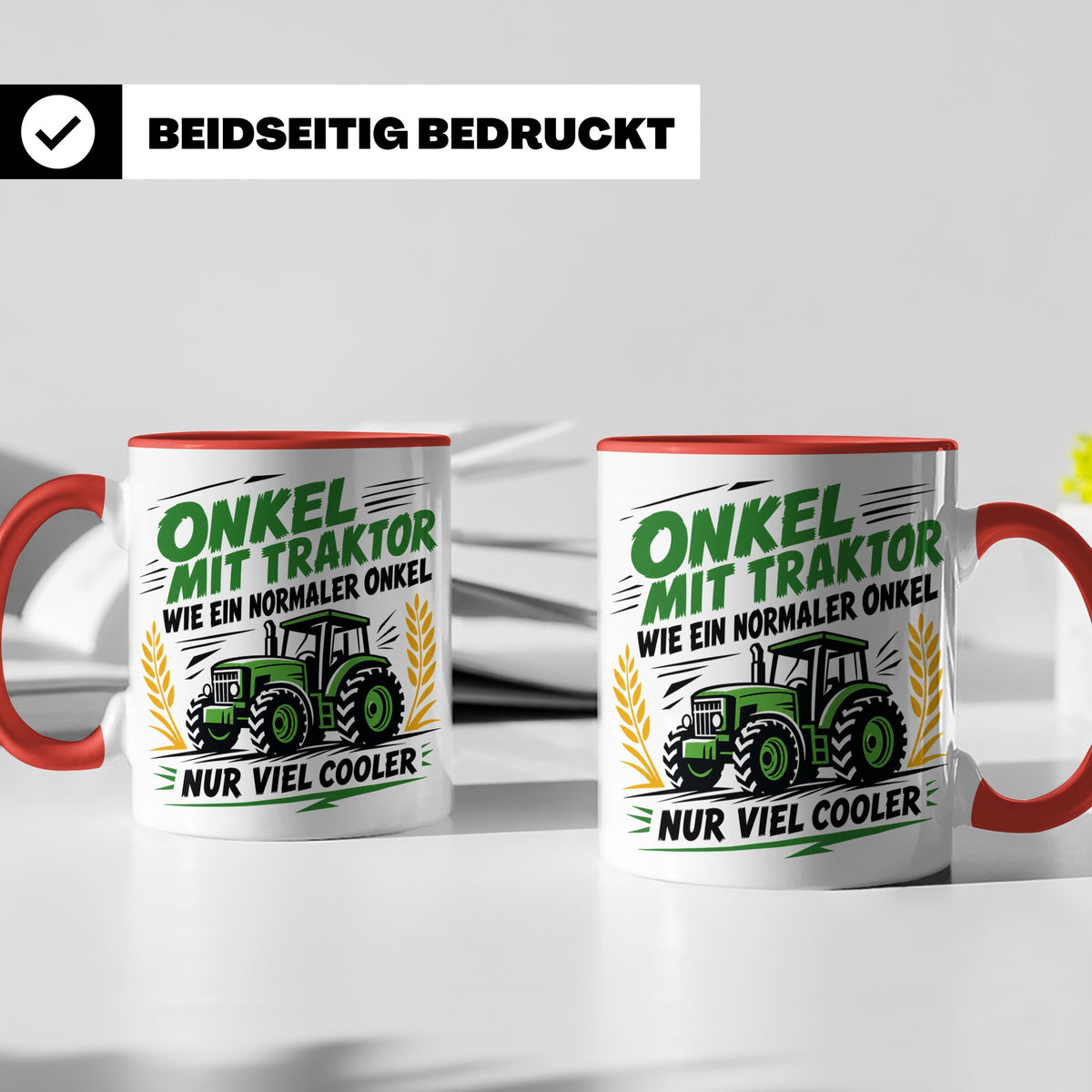 Onkel mit Traktor Tasse für den besten Onkel der Welt, lusti – Rot [farbe:rot]