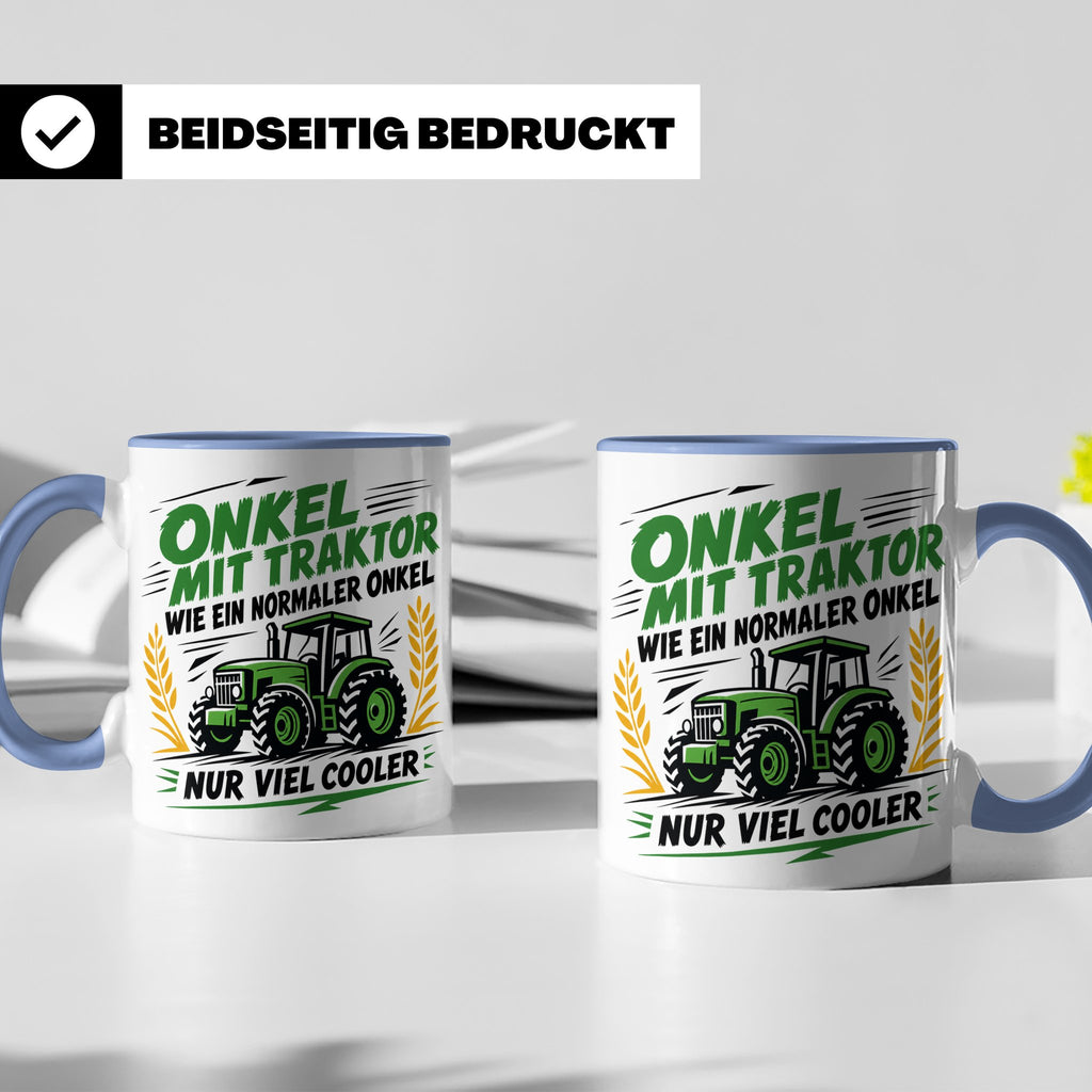 Onkel mit Traktor Tasse für den besten Onkel der Welt, lusti – Blau [farbe:blau]