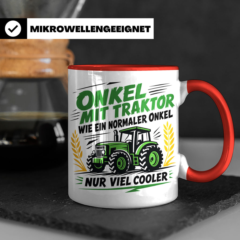 Onkel mit Traktor Tasse für den besten Onkel der Welt, lusti – Rot [farbe:rot]