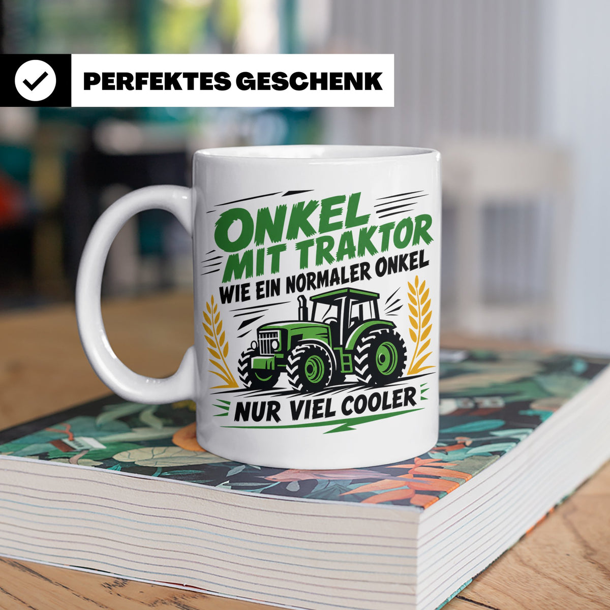 Onkel mit Traktor Tasse für den besten Onkel der Welt, lusti – Weiß [farbe:weiß]