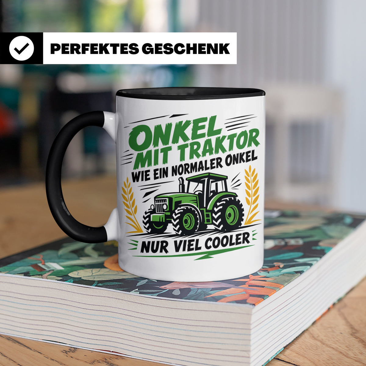 Onkel mit Traktor Tasse für den besten Onkel der Welt, lusti – Schwarz [farbe:schwarz]