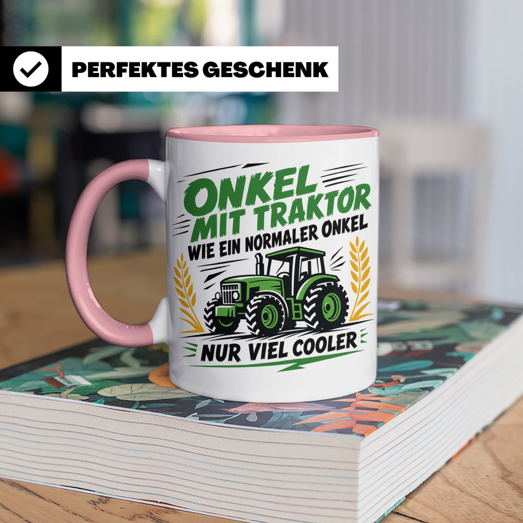 Onkel mit Traktor Tasse für den besten Onkel der Welt, lusti – Rosa [farbe:rosa]