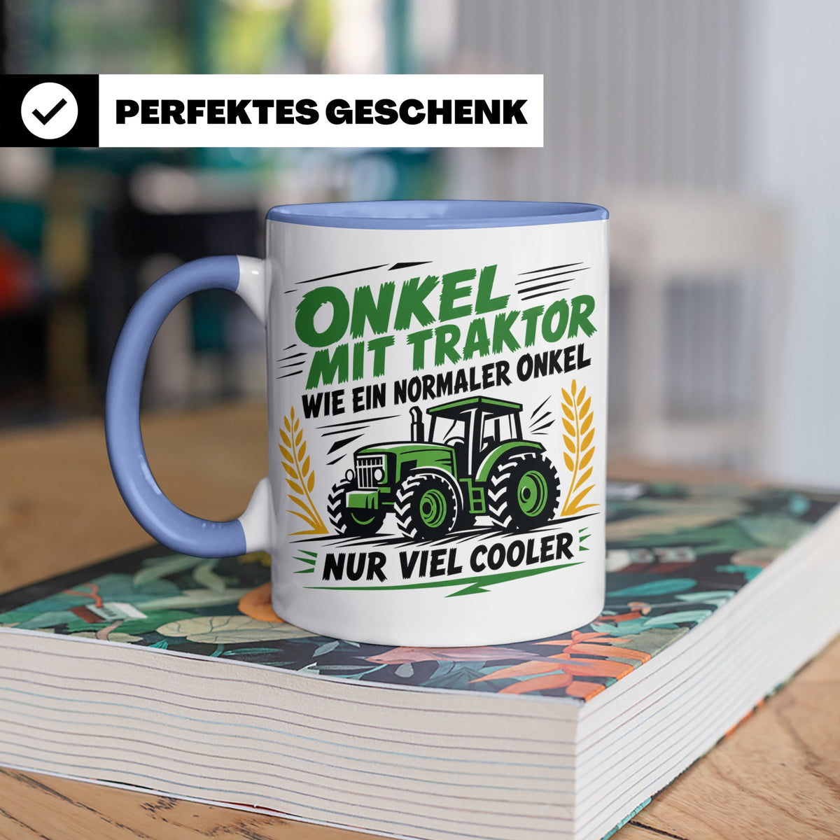 Onkel mit Traktor Tasse für den besten Onkel der Welt, lusti – Blau [farbe:blau]