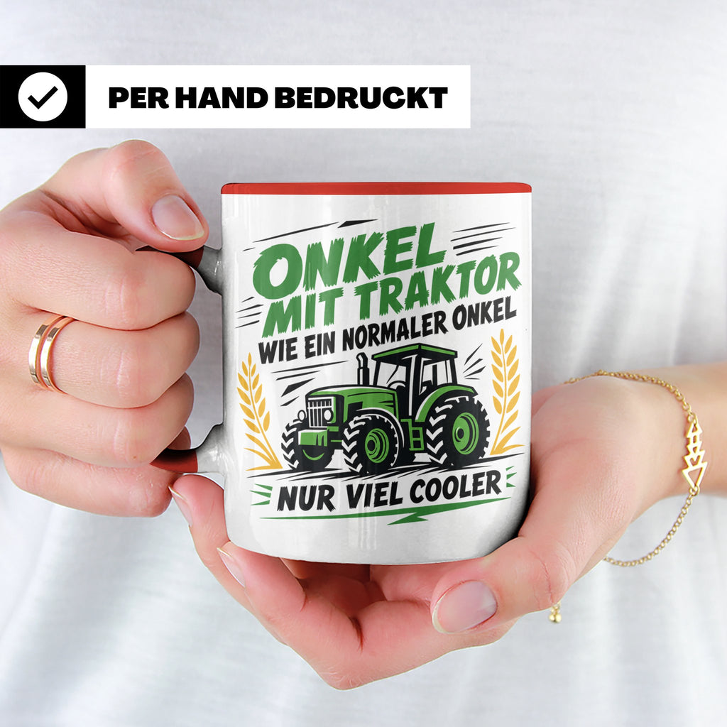 Onkel mit Traktor Tasse für den besten Onkel der Welt, lusti – Rot [farbe:rot]