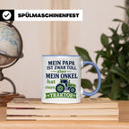 Onkel Traktor Tasse mit Spruch "Mein Papa ist toll aber mein – Blau [farbe:blau]