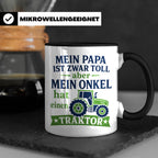 Onkel Traktor Tasse mit Spruch "Mein Papa ist toll aber mein – Schwarz [farbe:schwarz]
