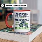 Onkel Traktor Tasse mit Spruch "Mein Papa ist toll aber mein – Rot [farbe:rot]