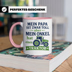 Onkel Traktor Tasse mit Spruch "Mein Papa ist toll aber mein – Rosa [farbe:rosa]