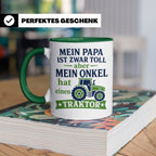 Onkel Traktor Tasse mit Spruch "Mein Papa ist toll aber mein – Grün [farbe:grün]