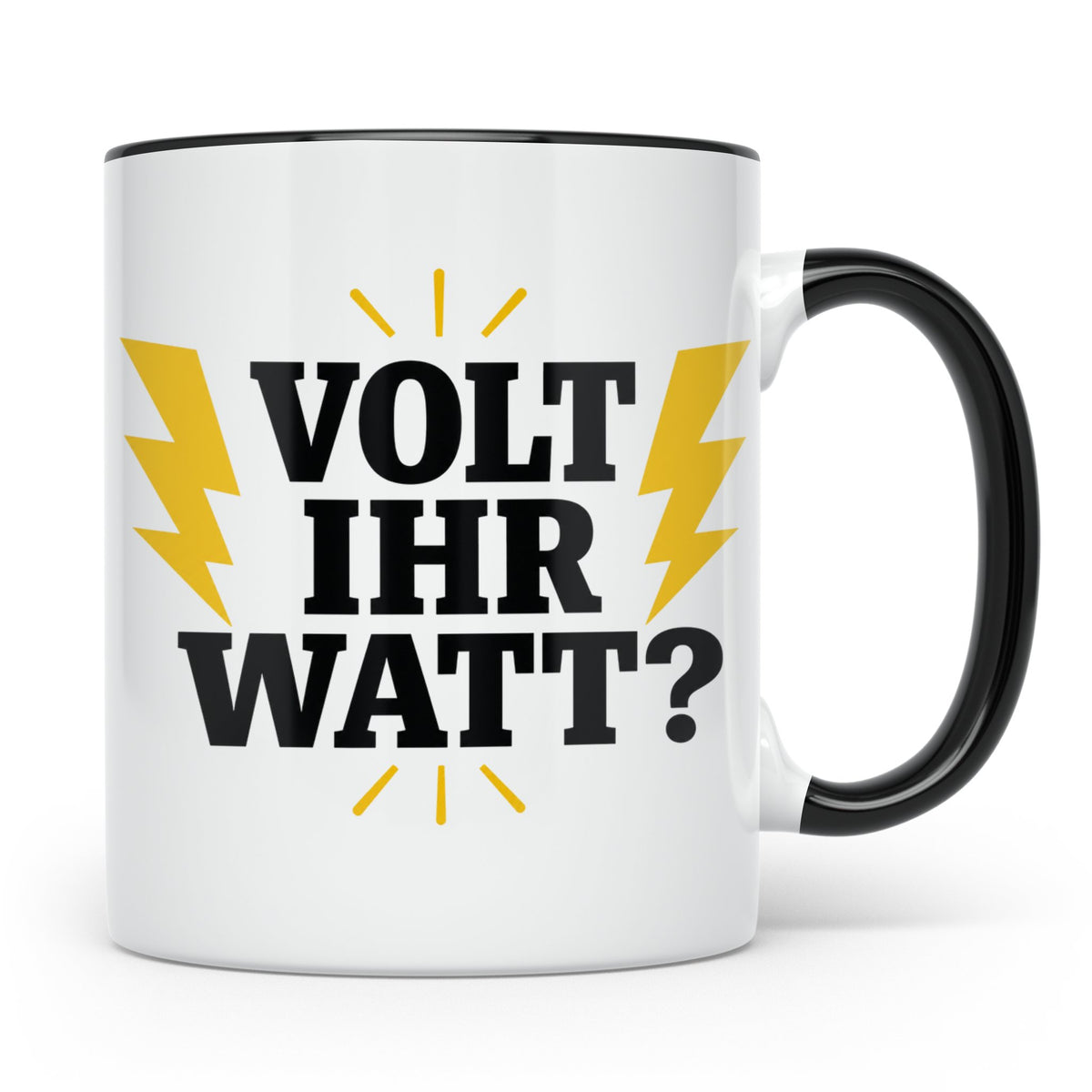 Elektriker Tasse mit lustigem Volt Ihr Watt Spruch | Kaffeet – Schwarz [farbe:schwarz]