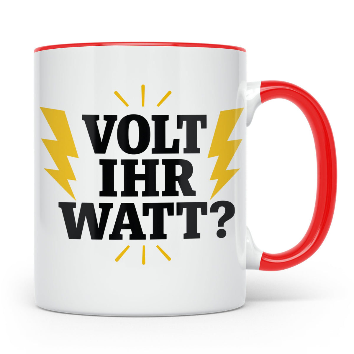 Elektriker Tasse mit lustigem Volt Ihr Watt Spruch | Kaffeet – Rot [farbe:rot]