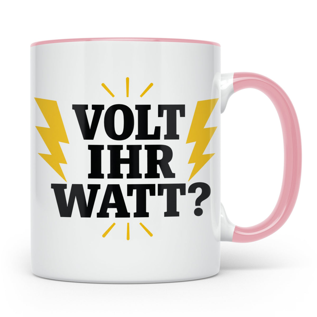 Elektriker Tasse mit lustigem Volt Ihr Watt Spruch | Kaffeet – Rosa [farbe:rosa]