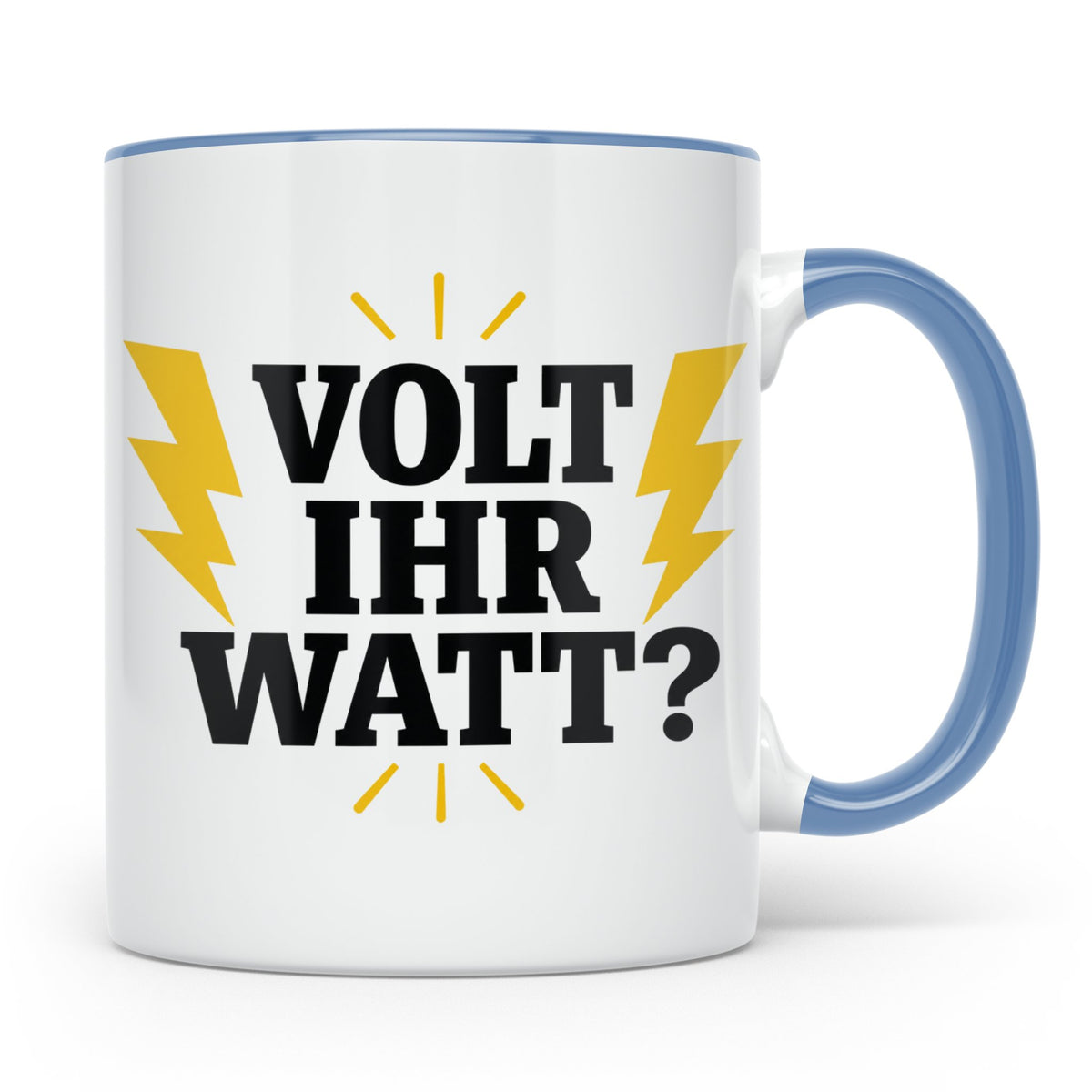 Elektriker Tasse mit lustigem Volt Ihr Watt Spruch | Kaffeet – Blau [farbe:blau]