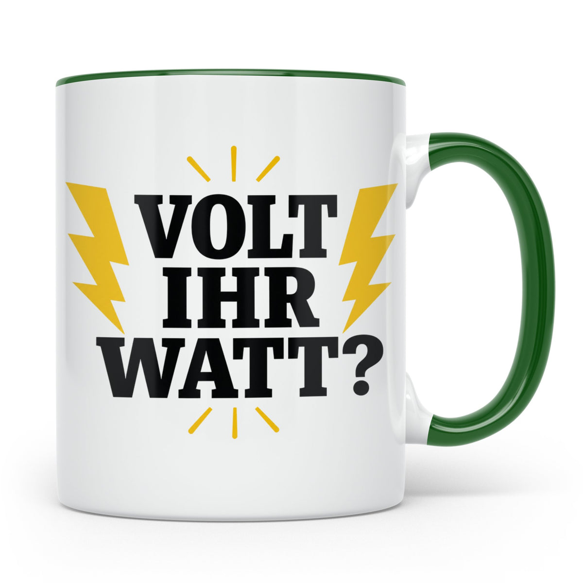 Elektriker Tasse mit lustigem Volt Ihr Watt Spruch | Kaffeet – Grün [farbe:grün]