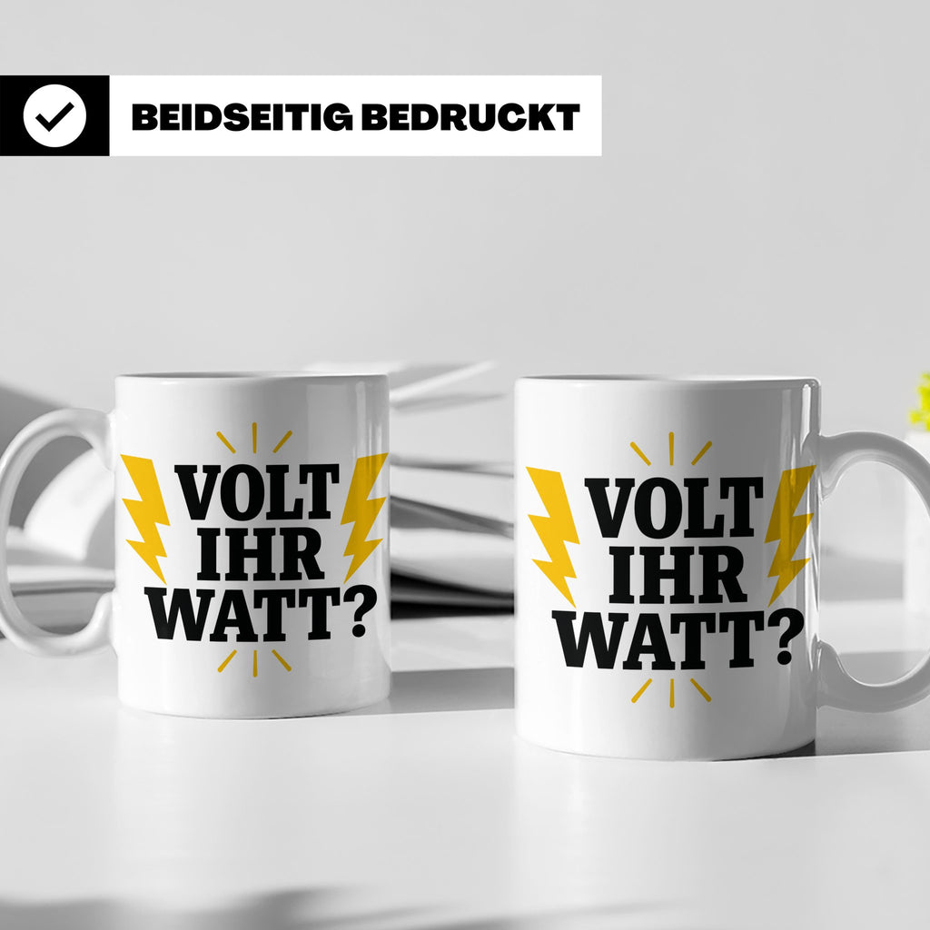 Elektriker Tasse mit lustigem Volt Ihr Watt Spruch | Kaffeet – Weiß [farbe:weiß]