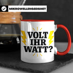 Elektriker Tasse mit lustigem Volt Ihr Watt Spruch | Kaffeet – Rot [farbe:rot]