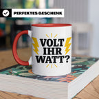 Elektriker Tasse mit lustigem Volt Ihr Watt Spruch | Kaffeet – Rot [farbe:rot]