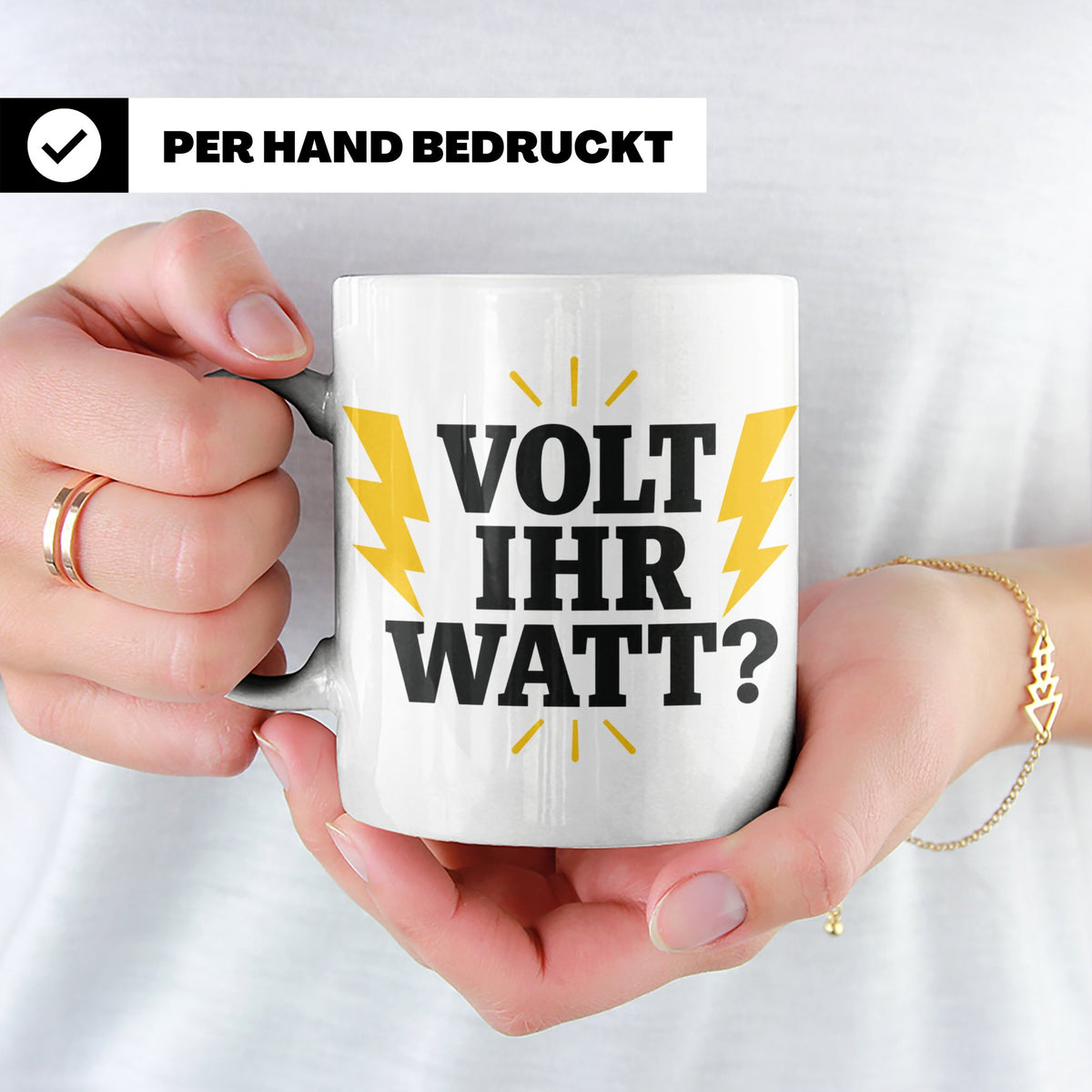 Elektriker Tasse mit lustigem Volt Ihr Watt Spruch | Kaffeet – Weiß [farbe:weiß]