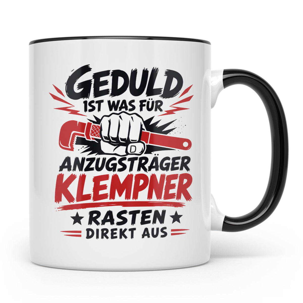Klempner Tasse mit Spruch Geduld ist für Anzugträger lustige – Schwarz [farbe:schwarz]