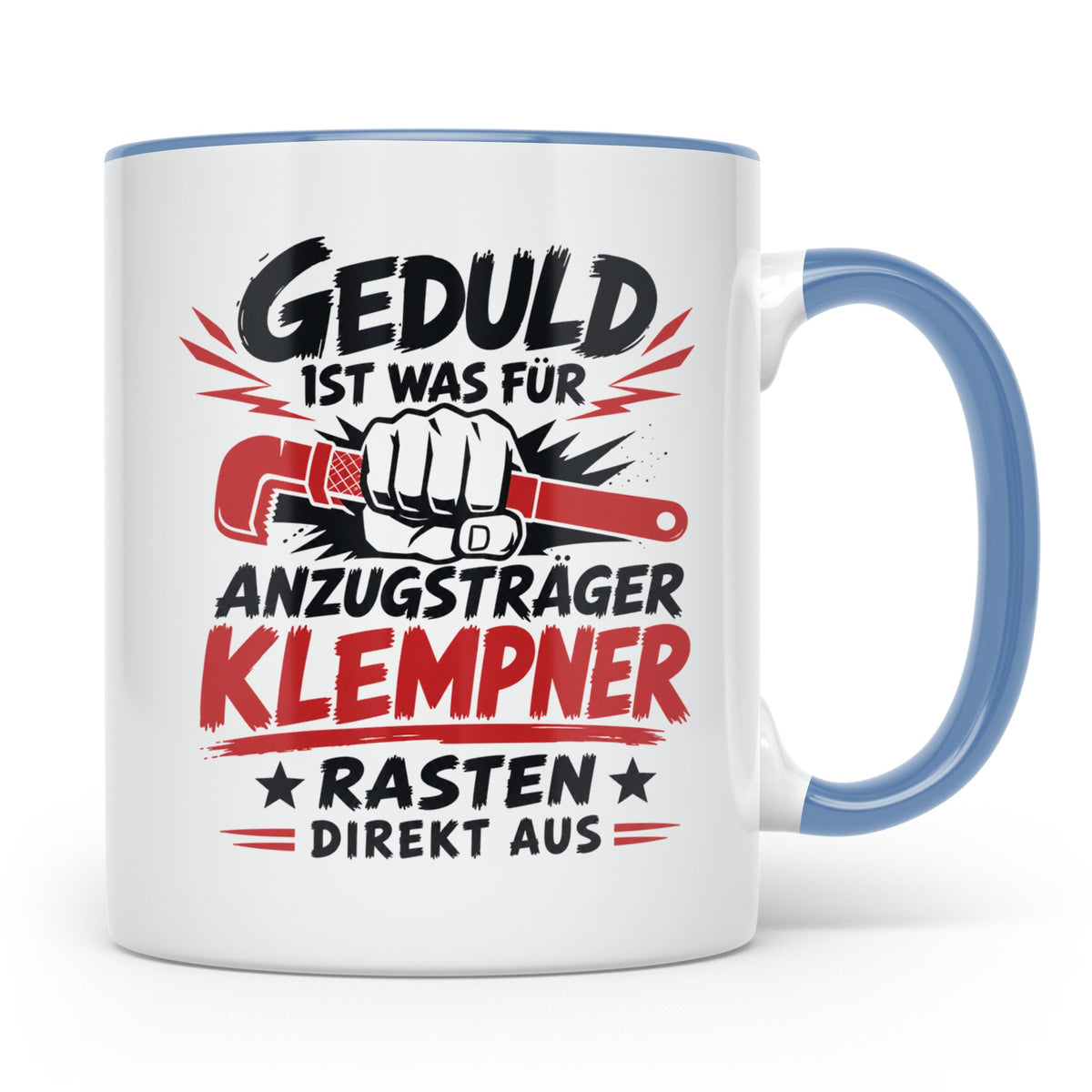 Klempner Tasse mit Spruch Geduld ist für Anzugträger lustige – Blau [farbe:blau]