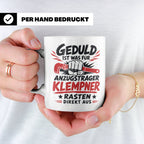 Klempner Tasse mit Spruch Geduld ist für Anzugträger lustige – Weiß [farbe:weiß]